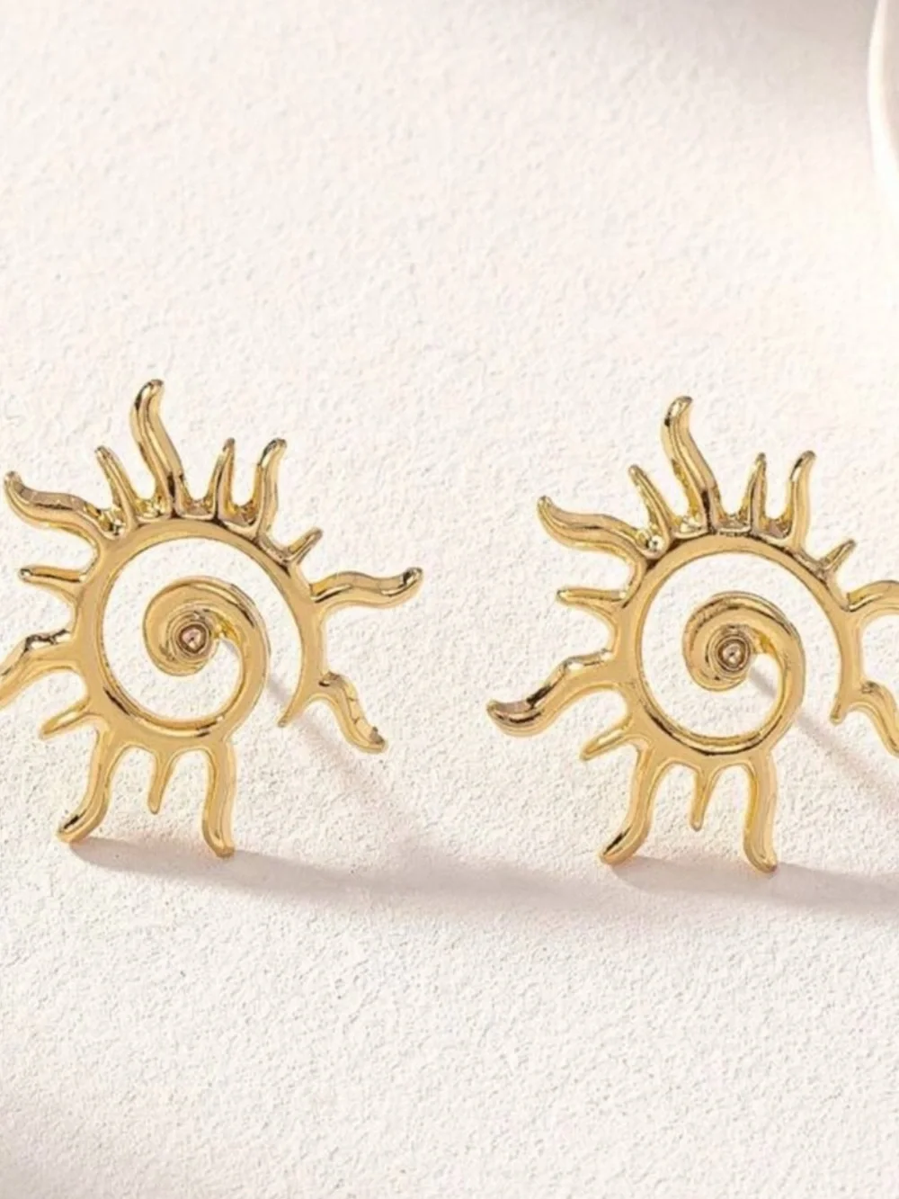 Gold Sunburst Spiral Earrings